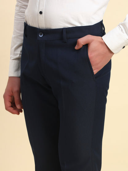 Formal Trouser for Men l Breathable & Soft with Color Fastness Regular Fit Terry Rayon Fabric Self Design Pattern Button Closure