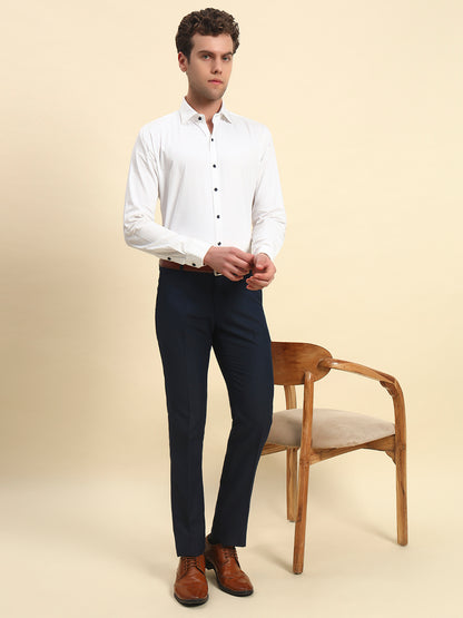 Formal Trouser for Men l Breathable & Soft with Color Fastness Regular Fit Terry Rayon Fabric Self Design Pattern Button Closure