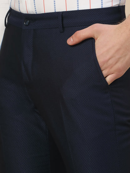 Formal Trouser for Men | Breathable & Soft with Color Fastness Regular Fit Terry Rayon Fabric Self Design Pattern Button Closure