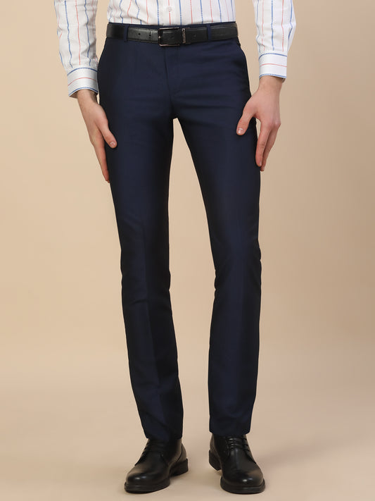 Formal Trouser for Men | Breathable & Soft with Color Fastness Regular Fit Terry Rayon Fabric Self Design Pattern Button Closure