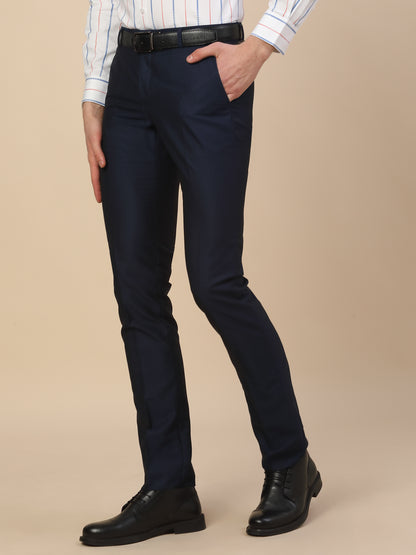 Formal Trouser for Men | Breathable & Soft with Color Fastness Regular Fit Terry Rayon Fabric Self Design Pattern Button Closure