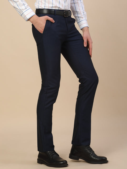 Formal Trouser for Men | Breathable & Soft with Color Fastness Regular Fit Terry Rayon Fabric Self Design Pattern Button Closure