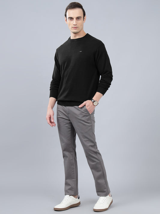 Men's Black Solid Full Sleeve Sweater