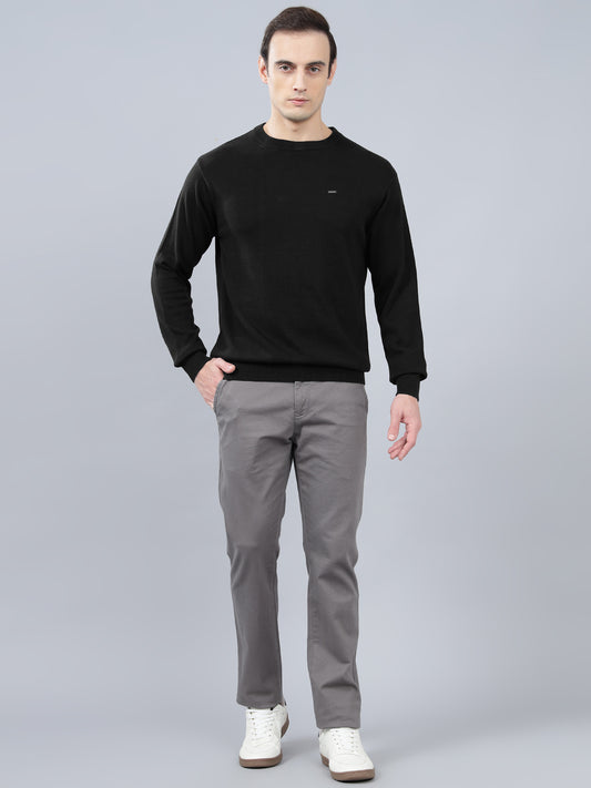 Men's Black Solid Full Sleeve Sweater