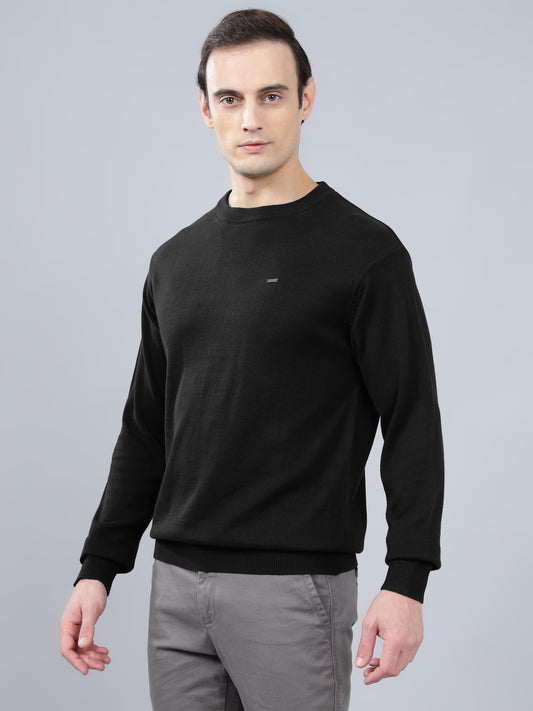 Men's Black Solid Full Sleeve Sweater