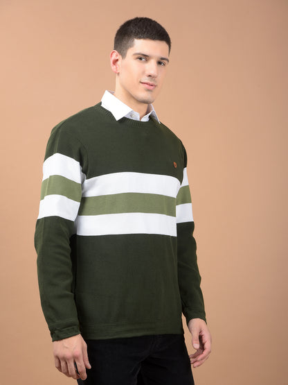 Men's Green Solid Full Sleeve Sweater