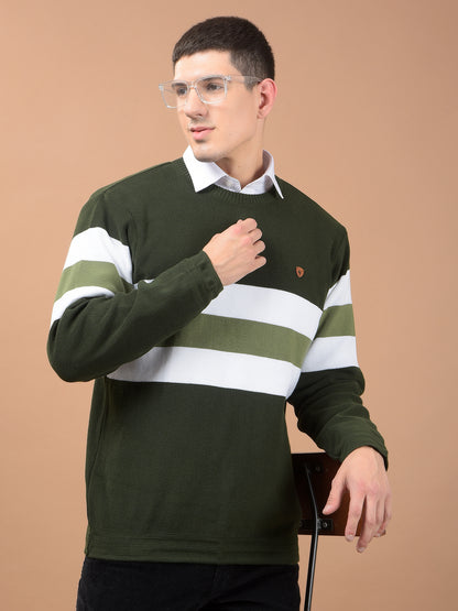 Men's Green Solid Full Sleeve Sweater