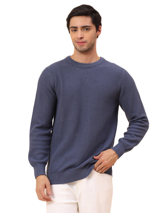 Sweater for Men | Winter Wear Cotton Fabric Pull-On Closure Round Neck Regular Fit Self Design Pattern