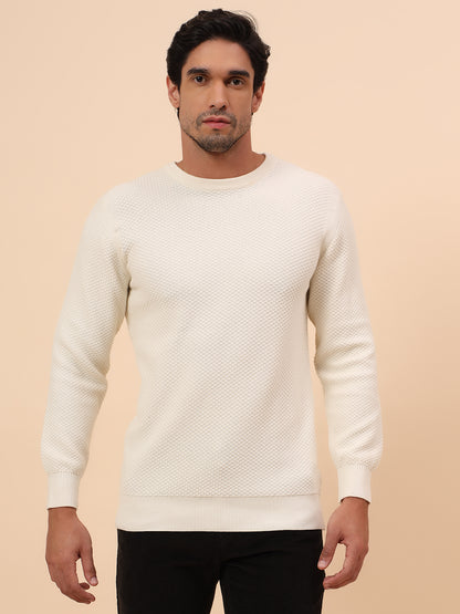 Sweater for Men | Winter Wear Cotton Fabric Pull-On Closure Round Neck Regular Fit Self Design Pattern