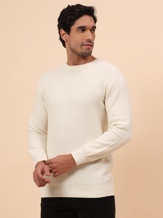 Sweater for Men | Winter Wear Cotton Fabric Pull-On Closure Round Neck Regular Fit Self Design Pattern