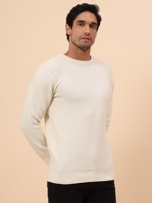 Sweater for Men | Winter Wear Cotton Fabric Pull-On Closure Round Neck Regular Fit Self Design Pattern