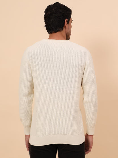 Sweater for Men | Winter Wear Cotton Fabric Pull-On Closure Round Neck Regular Fit Self Design Pattern