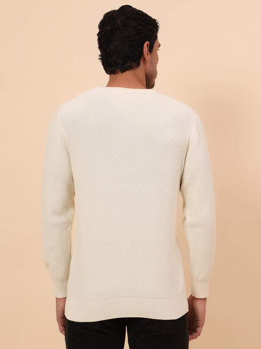 Sweater for Men | Winter Wear Cotton Fabric Pull-On Closure Round Neck Regular Fit Self Design Pattern