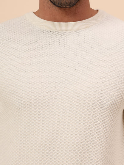 Sweater for Men | Winter Wear Cotton Fabric Pull-On Closure Round Neck Regular Fit Self Design Pattern