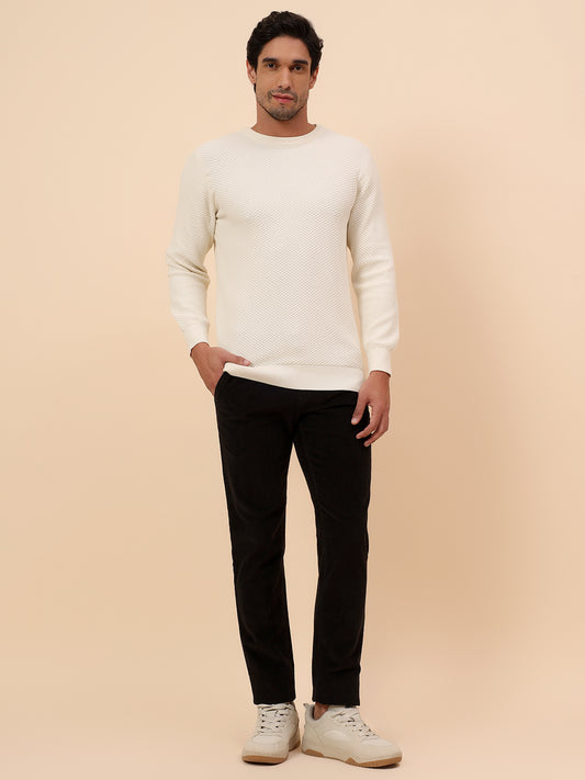 Sweater for Men | Winter Wear Cotton Fabric Pull-On Closure Round Neck Regular Fit Self Design Pattern