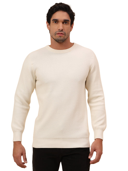 Sweater for Men | Winter Wear Cotton Fabric Pull-On Closure Round Neck Regular Fit Self Design Pattern