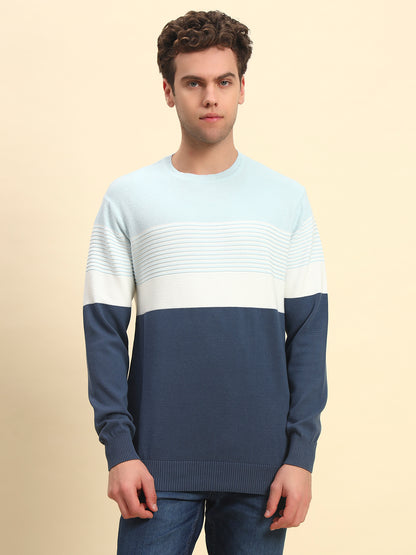 Sweater for Men | Winter Wear Acrylic Fabric Pull-On Closure Round Neck Regular Fit Striped Pattern