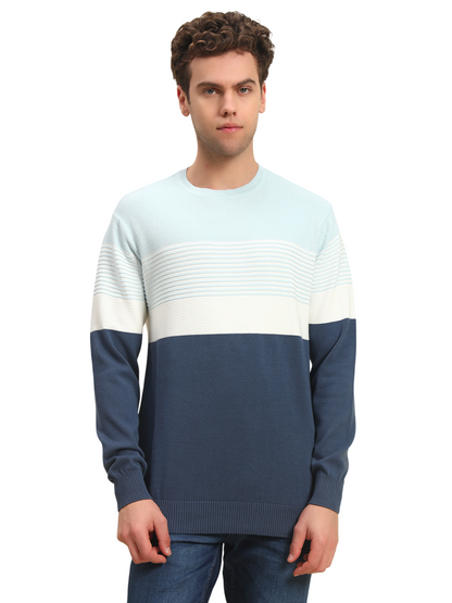 Sweater for Men | Winter Wear Acrylic Fabric Pull-On Closure Round Neck Regular Fit Striped Pattern