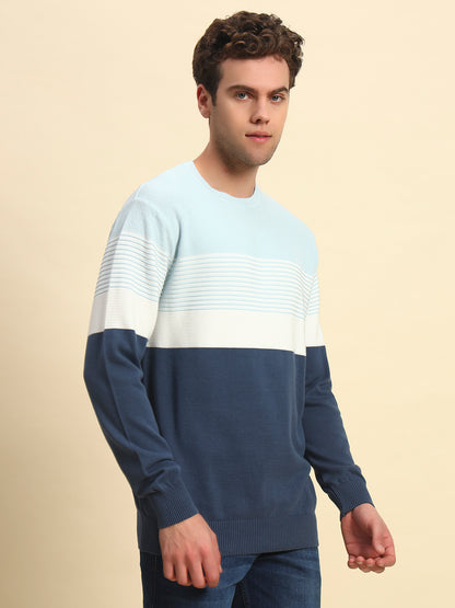 Sweater for Men | Winter Wear Acrylic Fabric Pull-On Closure Round Neck Regular Fit Striped Pattern