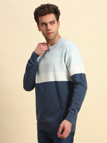 Sweater for Men | Winter Wear Acrylic Fabric Pull-On Closure Round Neck Regular Fit Striped Pattern