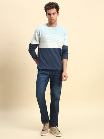 Sweater for Men | Winter Wear Acrylic Fabric Pull-On Closure Round Neck Regular Fit Striped Pattern