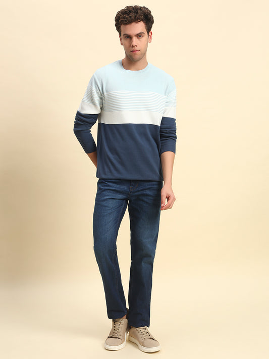 Sweater for Men | Winter Wear Acrylic Fabric Pull-On Closure Round Neck Regular Fit Striped Pattern