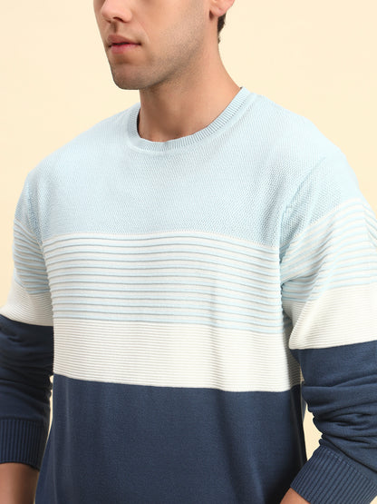 Sweater for Men | Winter Wear Acrylic Fabric Pull-On Closure Round Neck Regular Fit Striped Pattern