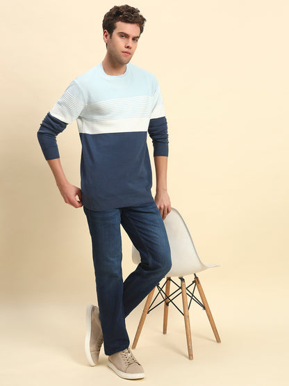 Sweater for Men | Winter Wear Acrylic Fabric Pull-On Closure Round Neck Regular Fit Striped Pattern