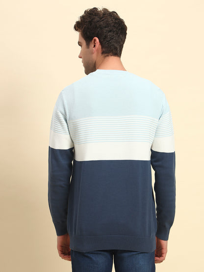 Sweater for Men | Winter Wear Acrylic Fabric Pull-On Closure Round Neck Regular Fit Striped Pattern