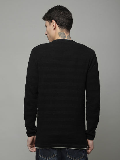 Sweater for Men | Winter Wear 100% COTTON Fabric Pull-On Closure Round Neck Regular Fit STRIPE Pattern