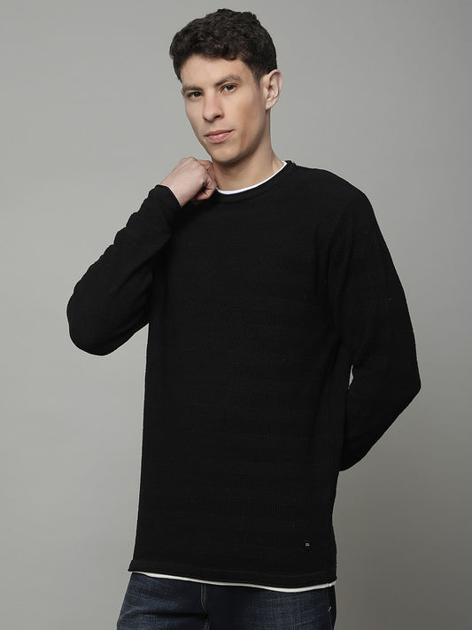 Sweater for Men | Winter Wear 100% COTTON Fabric Pull-On Closure Round Neck Regular Fit STRIPE Pattern