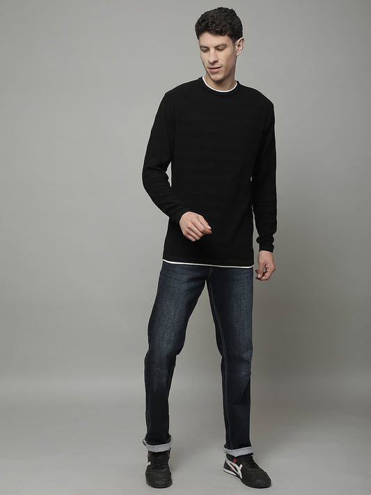 Sweater for Men | Winter Wear 100% COTTON Fabric Pull-On Closure Round Neck Regular Fit STRIPE Pattern