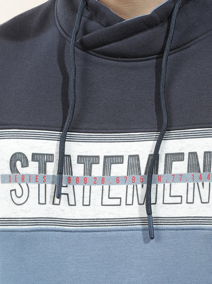 Sweatshirt for Men l Winter Wear Fleece Fabric Mandarin Collar Regular Fit Color Block Pattern
