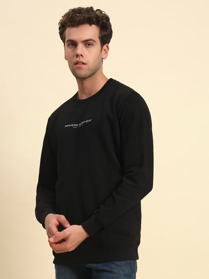 Sweatshirt for Men | Winter Wear Poly Cotton Fabric Pull-On Closure Round Neck Regular Fit Printed Pattern