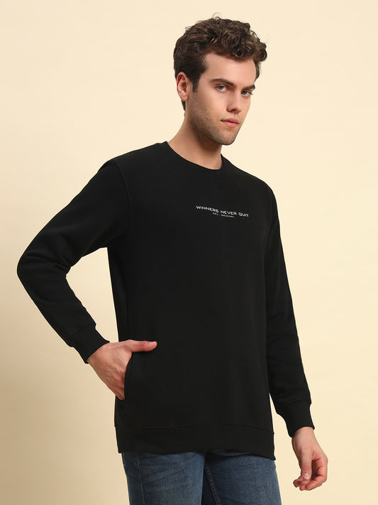 Sweatshirt for Men | Winter Wear Poly Cotton Fabric Pull-On Closure Round Neck Regular Fit Printed Pattern