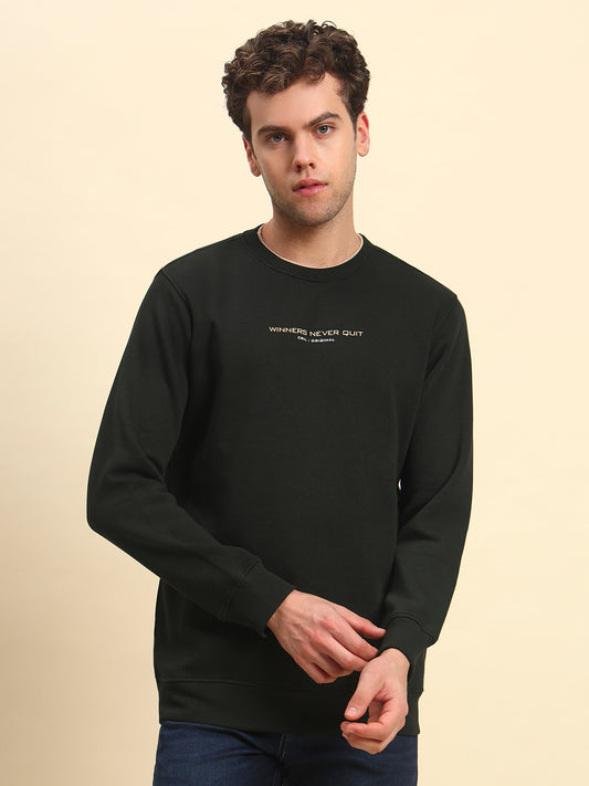 Sweatshirt for Men | Winter Wear Poly Cotton Fabric Pull-On Closure Round Neck Regular Fit Printed Pattern