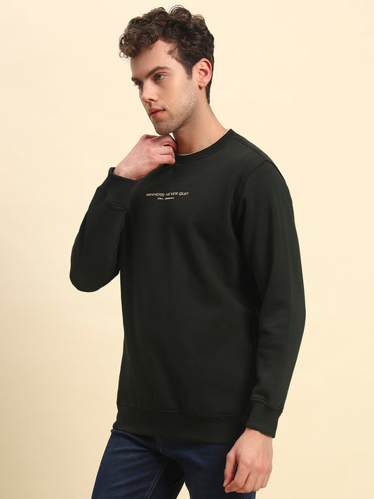 Sweatshirt for Men | Winter Wear Poly Cotton Fabric Pull-On Closure Round Neck Regular Fit Printed Pattern