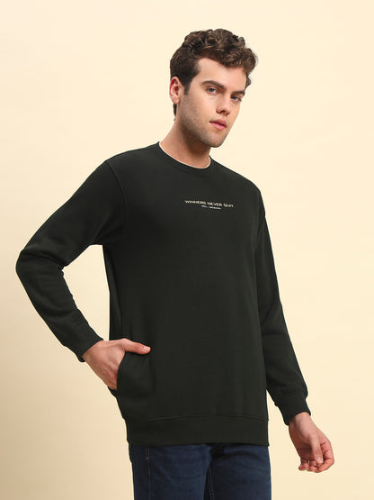 Sweatshirt for Men | Winter Wear Poly Cotton Fabric Pull-On Closure Round Neck Regular Fit Printed Pattern