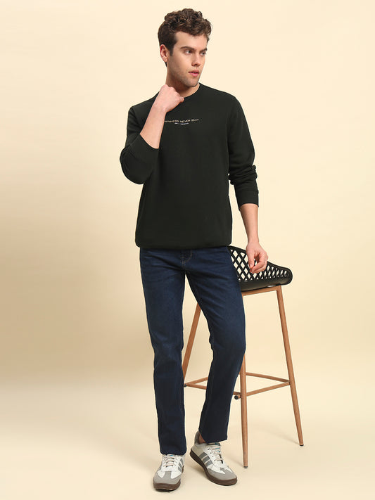Sweatshirt for Men | Winter Wear Poly Cotton Fabric Pull-On Closure Round Neck Regular Fit Printed Pattern