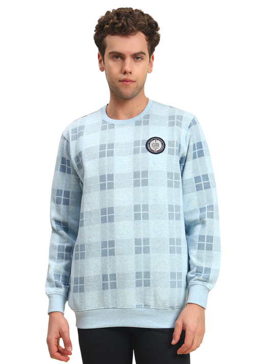 Sweatshirt for Men | Winter Wear Fleece Fabric Pull-On Closure Round Neck Regular Fit Checkered Pattern