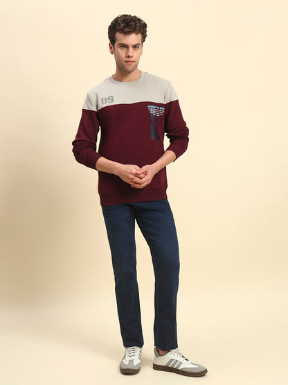 Sweatshirt for Men | Winter Wear Fleece Fabric Pull-On Closure Round Neck Regular Fit Printed Pattern