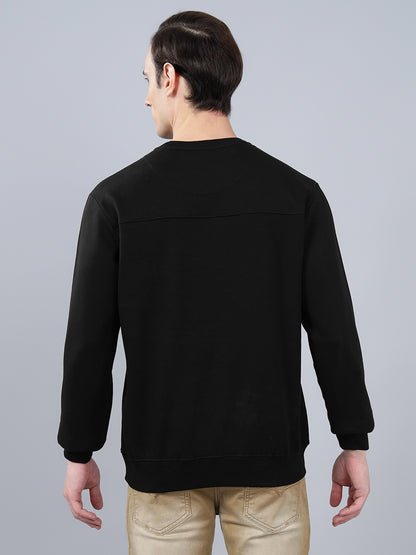 Men's Typography Printed Black Round Neck Sweatshirt