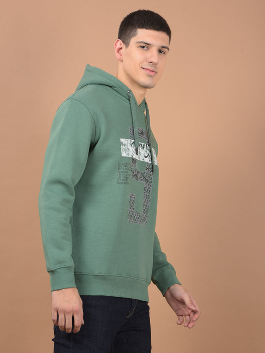 Men Round Neck Full Sleeves Olive Casual Sweatshirt