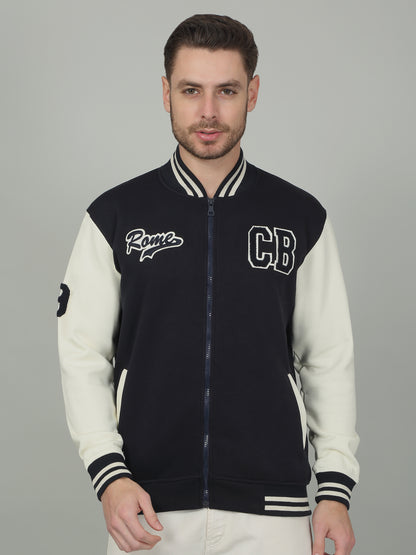 Men's Colorblock Navy Blue Mock Neck Sweatshirt