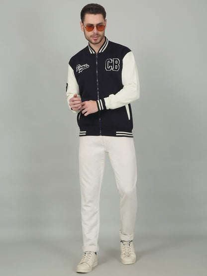 Men's Colorblock Navy Blue Mock Neck Sweatshirt