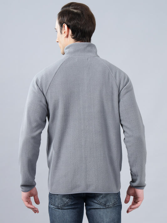 Men's Solid Grey Mock Collar Sweatshirt