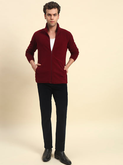 Sweatshirt for Men | Winter Wear Acrylic Fabric Zipper Closure Mock Neck Regular Fit Solid Pattern