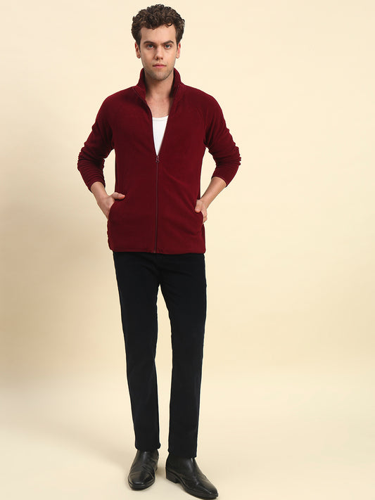 Sweatshirt for Men | Winter Wear Acrylic Fabric Zipper Closure Mock Neck Regular Fit Solid Pattern