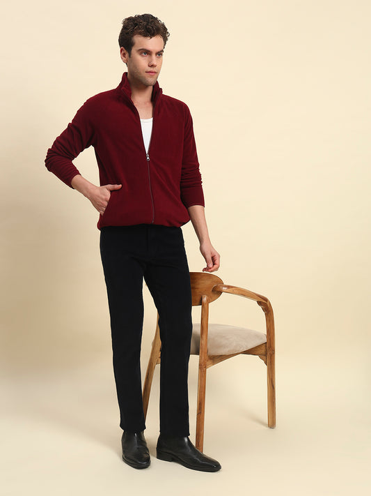 Sweatshirt for Men | Winter Wear Acrylic Fabric Zipper Closure Mock Neck Regular Fit Solid Pattern