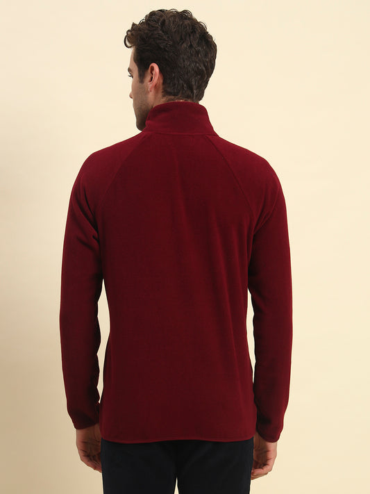 Sweatshirt for Men | Winter Wear Acrylic Fabric Zipper Closure Mock Neck Regular Fit Solid Pattern